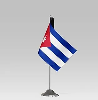 علم طاولة صغير الحجم BPA® CUBA FLAG مع حامل ديكور مكتبي أنيق (21×10 سم)