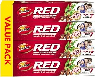 Dabur Red Ayurvedic Toothpaste for Teeth & Gums (4x100g) | Enriched with Potent Ayurvedic Ingredients | For Healthy Gums & Strong Teeth | Value Pack