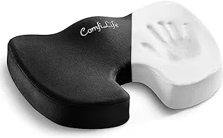 ComfiLife Premium Comfort Seat Cushion - Non-Slip Orthopedic 100% Memory Foam Coccyx Cushion for Tailbone Pain - Cushion for Office Chair Car Seat - Back Pain & Sciatica Relief (Black)