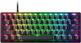 لوحة مفاتيح الألعاب Razer Huntsman V3 Pro Mini 60%، مفاتيح بصرية تناظرية مع مشغل سريع وتشغيل قابل للتعديل، تعديلات على اللوحة، مفاتيح تعديل ثنائية الغرض، أغطية مفاتيح PBT مزدوجة - أسود