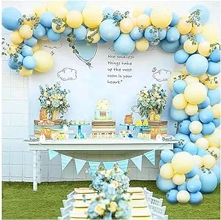 Pastel Balloon Garland Arch Kit with 100 pcs Blue and Yellow Balloons, DIY Balloon Bouquet Kit for Baby Shower, Wedding Bachelorette Birthday Party, Balloon Decorations