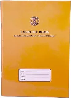 Sadaf Single Line 70 Sheets Exercise Book with Left Margin, A4 Size, Sandal