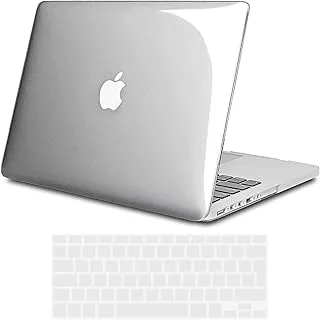 حافظة AWH MacBook Pro 13 Retina، حافظة بلاستيكية صلبة لجهاز MacBook Pro Retina 13.3 بوصة مع غطاء لوحة مفاتيح شفاف بالاتحاد الأوروبي (Macbook Pro 13 Retina (A1502 &1425)، شفاف كريستالي)