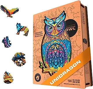 UNIDRAGON Original Wooden Jigsaw Puzzles - Charming Owl, 650 pcs, Royal Size 13.8