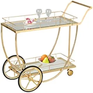 Service Cart With Four Wheels And 2 Levels Serving Trolley with Wheels - Stylish and Functional Rolling Cart Multifunctional Cart Serving Organizer Trolley Service Cart & Storage Utility Cart