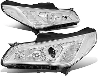 DNA Motoring HL-OH-HSON15-CH-CL1 Chrome Housing Factory Style Projector Headlights Replacement For 15-17 Sonata