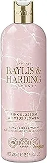 Baylis & Harding Elements Pink Blossom & Lotus Flower Body Wash, 500 ml | Vegan | Floral, Fruity & Coconut Water | Moisturising & Hydrating