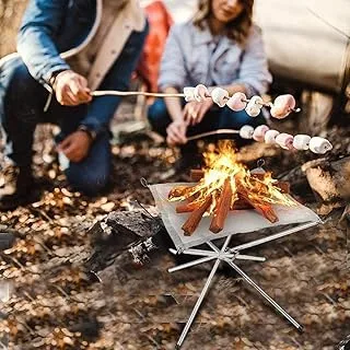 Charcoal Outdoor Barbecue Rack,Folding Fire Pit BBQ Grill,Portable Stainless Steel Mesh Fire Pit,for Camping,Bonfire Party