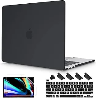 AWH MacBook Pro 13 Case - 2021/2020 M1 A2338/A2289/A2251 with Touch Bar & Touch ID Frosted Matte Hard Shell Cover & Keyboard Skin & Screen Protector for MacBook Pro 13 inch - Black