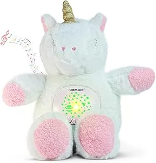 Baybee Unicorn Plush Soft Toys for Kids girls with 3 White Noise Modes and 15 Songs | Soft Doll for baby with Night Light Projector, Gifts for Kids - Multicolor