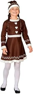 Mad Toys Christmas Gingerbread Girl Child Costume, Fancy Dress with Hat, Medium 5-6 Years