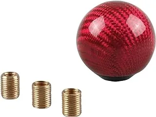 RYANSTAR Carbon Fiber Shift Knob Gear Shifter Knobs with 3 Adapters Round Ball Stick Shifter Level Red