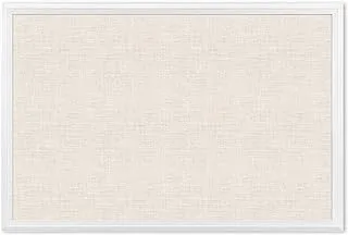 BPA® Cork, Linen U Brands Cork Linen Bulletin Board, 90x120 Cm White Wood Frame