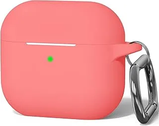 AWH Compatible with AirPods 3rd Generation Case (2021), Full-Body Protective Silicone Case with Keychain Compatible with AirPods 3 Charging Case, (Pink)