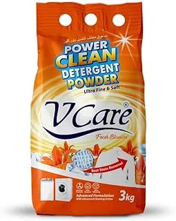 V Care Detergent Powder 3kg - Advanced Cleaning Formula with Fresh Blossom Scent