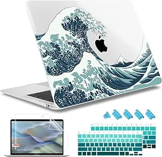 May Chen Compatible with New MacBook Air 13 inch Case 2021, 2020 2019 2018 Release Model: M1 A2337 A2179 A1932, Plastic Hard Shell Case Cover for MacBook Air 13 inch with Retina Dispaly, Great Wave