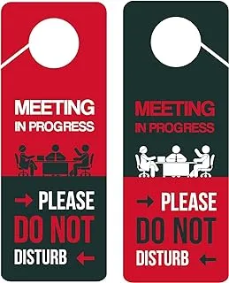 BPA® Business Design, Meeting In Progress Do Not Disturb Door Hanger Sign, 2 Pack, Double Sided, Ideal for Offices, Online Sessions and Meetings, Online Classes, Home Offices, Counseling