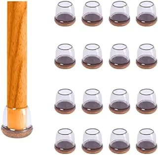 Clear Silicone Chair Leg Floor Protectors with Felt, Chair Leg Caps, Silicon Furniture Leg Feet Protection Cover Protect Hardwood Floor Black Brown Clear 8 Pcs (Round, Clear Fit 0.5-0.8