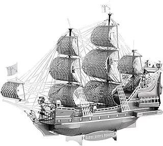 Piececool 3D Puzzle for Adults Metal Pirate Ship Model Kits, The Queen Anne's Revenge Flying Dutchman Ship Models Building Kits 3D Puzzle Toy, Great Birthday Gift -63Pcs