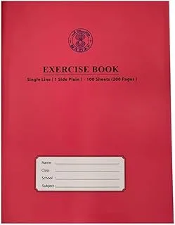 Sadaf Single Line with One Side Plain Exercise Book, 200 Pages, A5 Size, Red