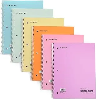 Mintra Office Spiral Notebooks, Wirebound, Pastel, College Ruled, 70 Sheets, 6PK