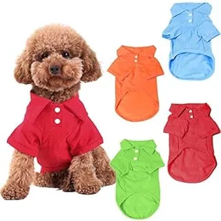 KINGMAS 4pcs Dog Shirts Pet Puppy Polo T-Shirt Clothes Outfit Apparel Coats Tops - X-Large