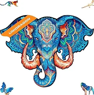 UNIDRAGON Wooden Puzzle Jigsaw, Eternal Elephant, Medium, 194 Pieces, 13 by 10 Inches