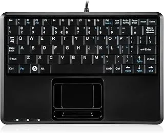 Perixx PERIBOARD-510H Plus, Wired Super Mini USB Touchpad Keyboard, X Type Scissor Keys with 2 Built-In Hubs