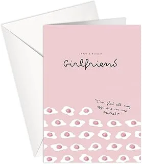 Greeting Card - Birthday | HAPPY BIRTHDAY | I'M GLAD ALL MY EGGS ARE IN ONE BASKET | SharetheLove (Standard A5, Girl Friend)