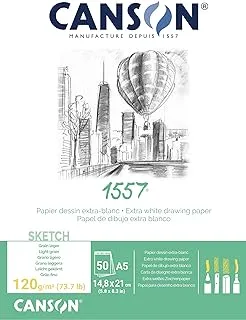 Canson 1557 - A4 pad including 50 sheets of 120gsm white cartridge drawing paper