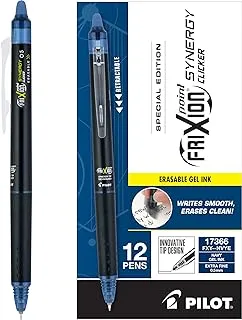 PILOT, FriXion Synergy Clicker Erasable, Refillable, Retractable Gel Ink Pens, Extra Fine Point 0.5 mm, Pack of 12, Navy Ink