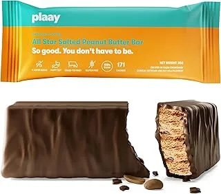 Plaay Salty Peanut Chocolate Bar, 35g, Grass-Fed Whey Protein, Dark Chocolate Bar, Gluten-Free, Refined Sugar-Free