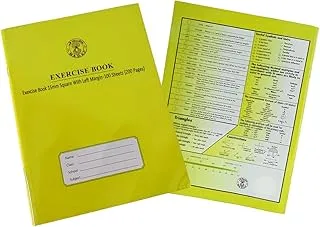 Sadaf 15 mm Square Line with Left Margin 200 Pages Exercise Book, A5 Size, Yellow