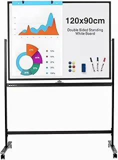 Double- Sided Magnetic Whiteboard Smooth Erasing Height Adjustable Stand with Locking Casters Suitable for Office/Coffee Shop/Home