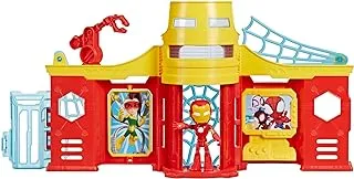 SPIDEY AND HIS AMAZING FRIENDS Stark Tower Playset, Includes 4-Inch Iron Man Action Figure, Marvel Super Hero Toys for Kids 3 and Up