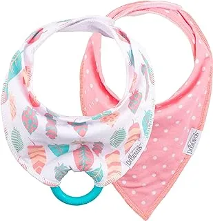 Dr. Brown's Unisex Baby Super Soft & Absorbent Baby Bandana Bib With Snap-on Teether