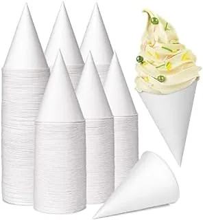 50 Pack White Snowcone Paper Cups 4.5Oz Snow Cone Cups - Pack of 100 Rolled Rim Paper Cone Cups, White Disposable Cups for Ice cream, Office Water Coolers, Sports Teams, Shaved Ice, Slushies.