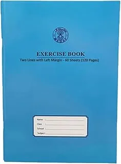 Sadaf 2 Line with Left Margin 120 Pages Exercise Book, A5 Size, Blue