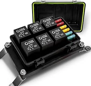 12V Auto Waterproof Fuse Relay Box Block Kit [6 Bosch Style Relay Holder] [6 ATC/ATO Fuse Holder] [Relays & Fuses Included] Universal Relay Block Box for 12V Automotive Vehicles Cars Marine Boat Jeep