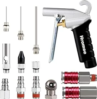 Hromee High Flow Air Blow Gun Kit with Nozzles Tips and Extensions, 13 Pieces Air Compressor Accessory Tools with 1/4