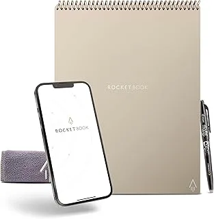 Rocketbook Flip - with 1 Pilot Frixion Pen & 1 Microfiber Cloth Included - Celestial Sand, Letter Size (8.5