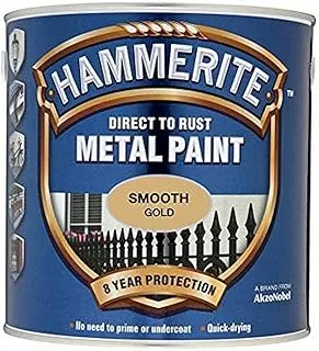 Hammerite Direct to Rust Metal Paint - Smooth Gold Finish 750ML