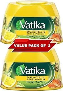 Vatika Naturals Herbal Anti Dandruff Styling Hair Cream (2 x 140ml) | 65% Less Dandruff | Lemon, Tea Tree & Almond | Non-Sticky, Non-Oily, Lightweight