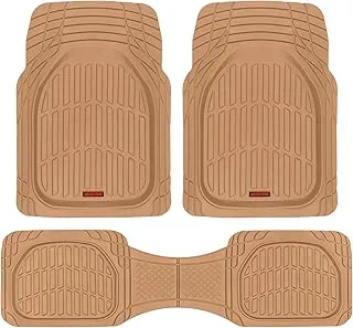 Motor Trend FlexTough Floor Mats for Cars, Beige Deep Dish All-Weather Mats, Waterproof Trim-To Fit Automotive Floor Mats for Cars Trucks SUV, Universal Floor Liner Car Accessories