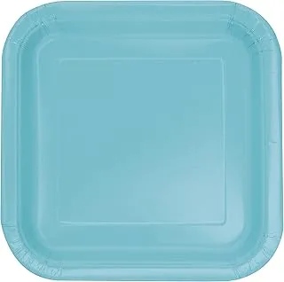 Unique 46859 Square Paper Plates-23 cm-Teal Colour-Pack of 14