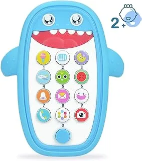 (Blue) - FYYZY Baby Phone Toy for Learning and Play Early Education Telephone with Silicone Teether Cover Music Lights Help Learn Basic Knowledge for 1 2 Year Old Kids (Blue)