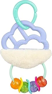 Playgro Dreamy Gums Silicone Rattle - Soothing Teether for Tiny Hands - Pram Attachment - Auditory Stimulation - Colorful Beads - Squeaky Fun - Soft Comfort, Vibrant Multicolor