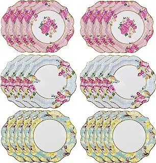 Talking Tables Pack of 24 Afternoon Tea Vintage Floral Paper Plates | Truly Scrumptious | for Birthday Party, Baby Shower, Wedding and Anniversary, Disposable Tableware in Pastel Colours