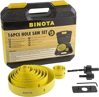 BINOTA Wood Hole Saw Kit 16PC, for PVC, Plastic, Gypsum Board, Composite Board and Density Board, Set 19-127mm…