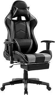 COOLBABY Ergonomic Gaming Chair Massage Computer Gaming Chair Reclining Racing Office Chair with Footrest Pro Gamer E-Sport Chair High Back Gaming Desk Chair with Headrest and Lumbar Support(Black/Gr